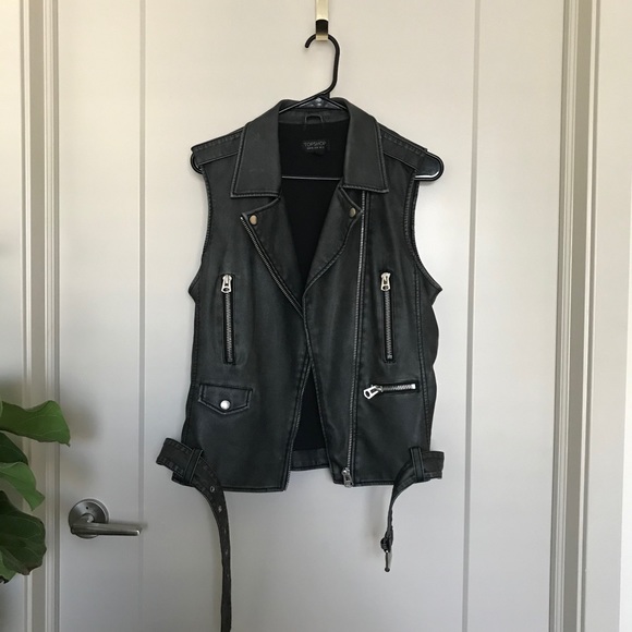 Topshop Jackets & Blazers - Top Shop Vegan Leather Vest